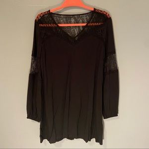 Black Lace Detail Shift Dress